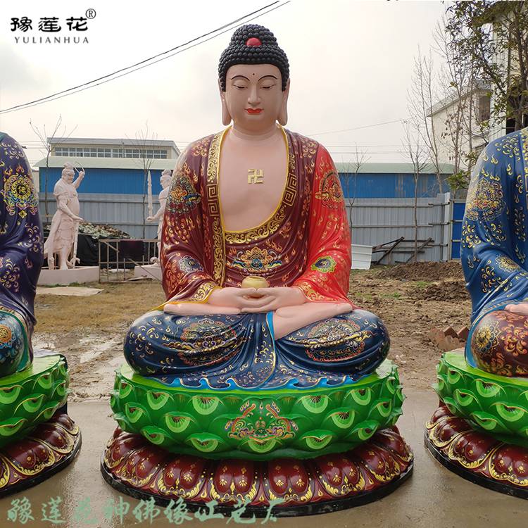 娑婆三圣佛像厂大型释迦摩尼佛大愿地藏菩萨雕塑观世音菩萨塑像