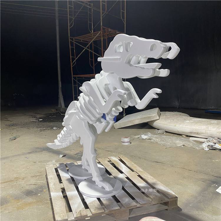 动物雕塑模型玻璃钢恐龙骨雕塑白