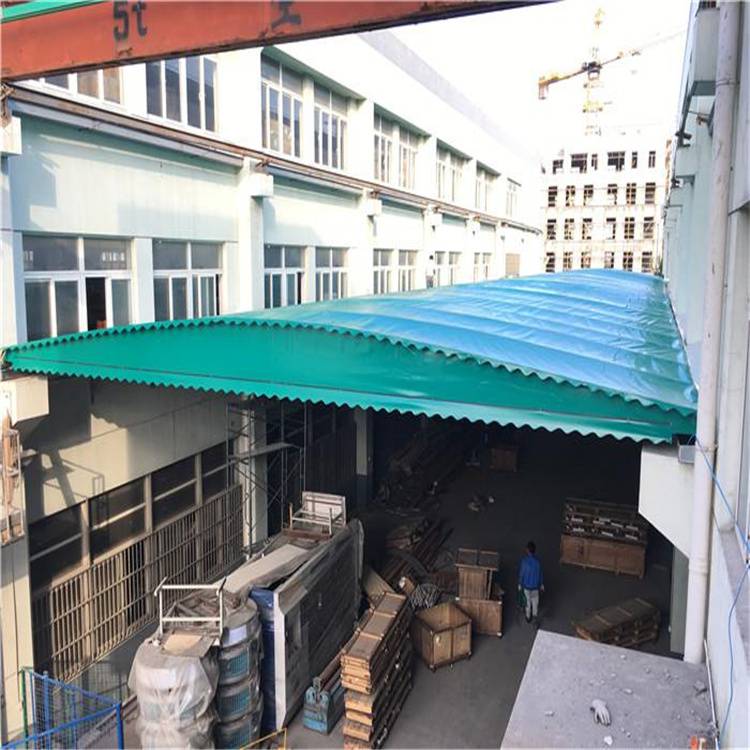 两建筑物间大型电动雨棚H型钢双轨道鑫建华户外移动推拉