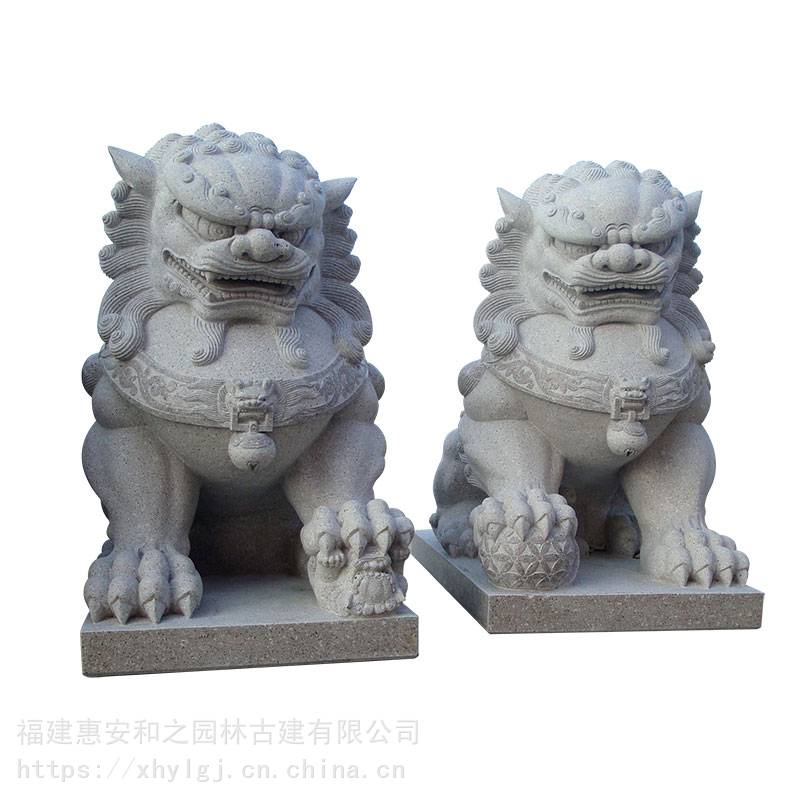 廣東銀行仿古石雕獅子2米高民間獅子石雕現貨兩米石獅子