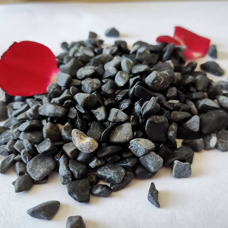 本格供应水磨石子多彩透水洗米石黑色石子颜色多样