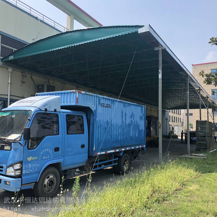 一边立钢立柱做活动式伸缩自动雨棚遥控电动架空遮雨篷