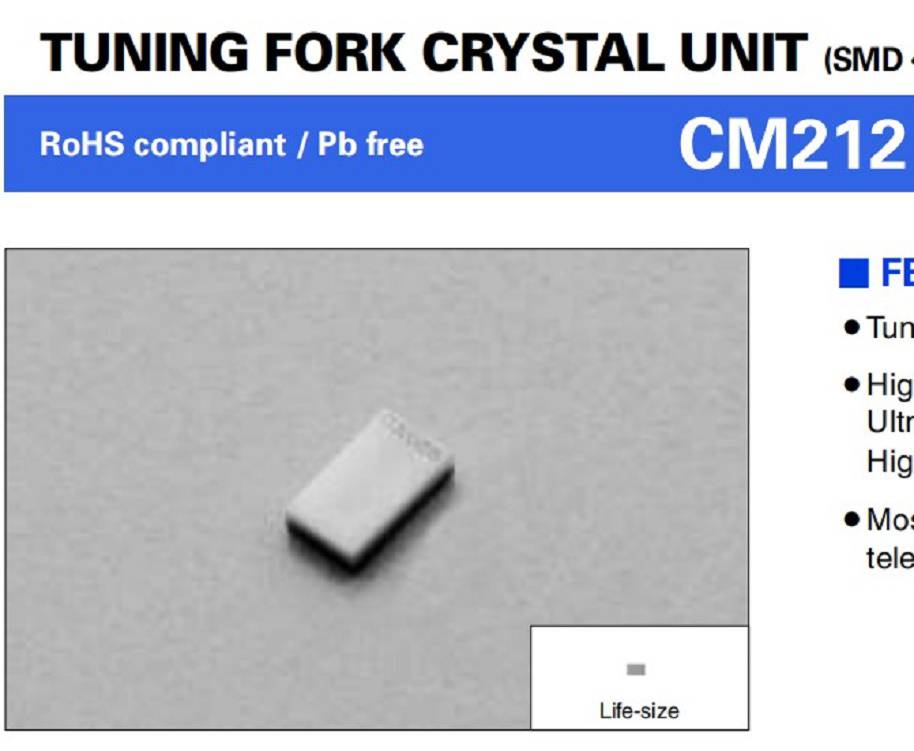 CITIZEN晶振,CM212无线网络晶振,CM21232768DZFT石英贴片晶振