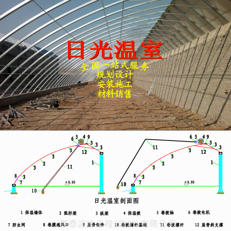 日光温室大棚几字钢大棚椭圆管大棚薄膜大棚棉被暖棚昱泰温室设计建造