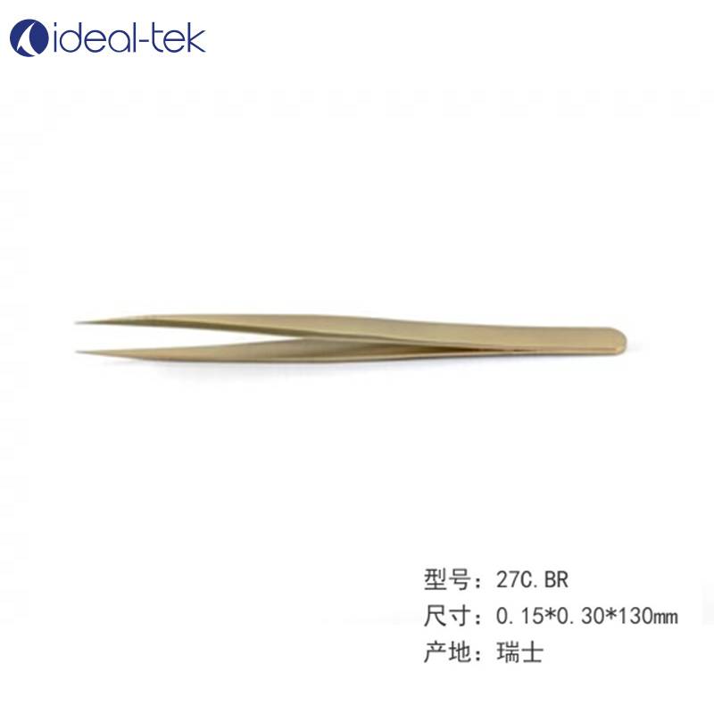 ideal-tek 瑞士 27C.BR 防静电镊子尖头黄铜微电子组装镊子