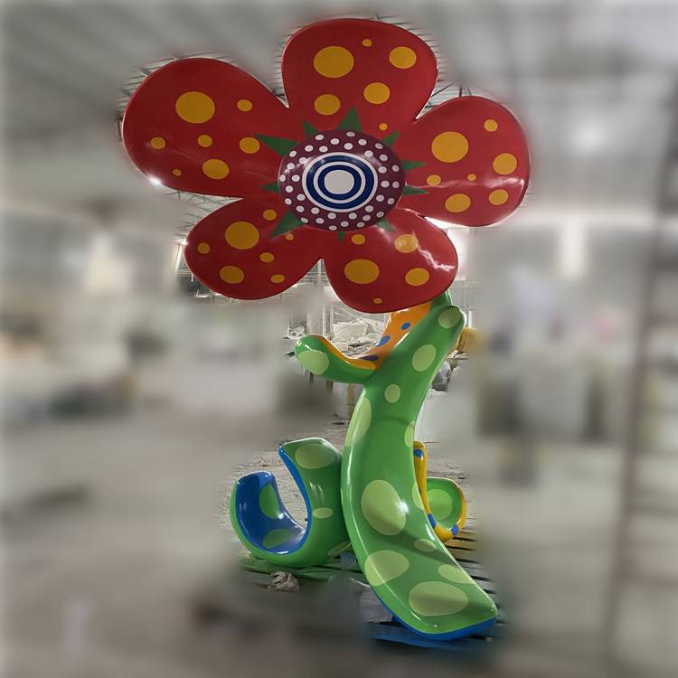 玻璃钢花朵雕塑 公园植物造型雕塑 彩绘花朵雕塑摆件