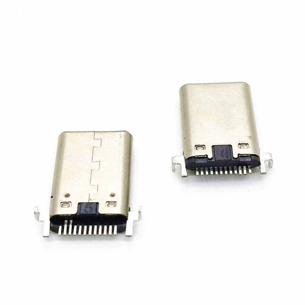 TYPE-C12P沉板贴片公头两脚插板拉伸/铆合USBC公12PIN沉板SMT式