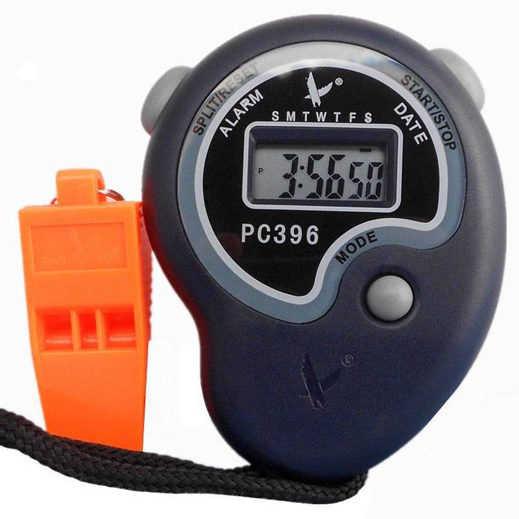 天福电子秒表计时器PC396田径教练跑步运动比赛表单排2道记忆跑表