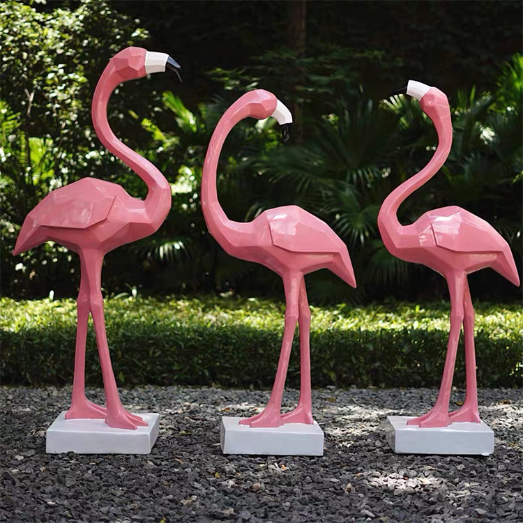 楼盘水景动物雕塑玻璃钢火烈鸟雕塑户外花园景观小品雕塑摆件