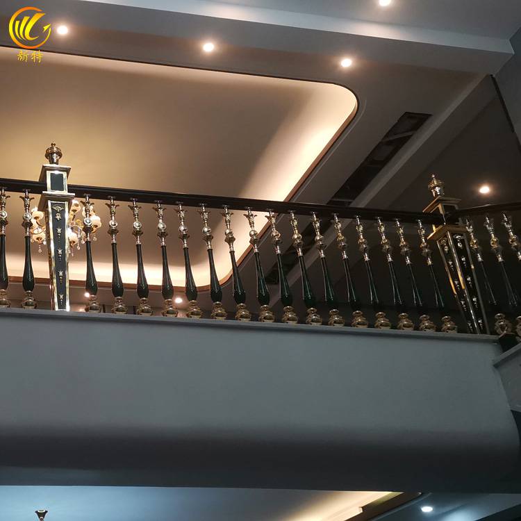 延安欧式金色铜楼梯护栏安装新特金属楼梯制作订制