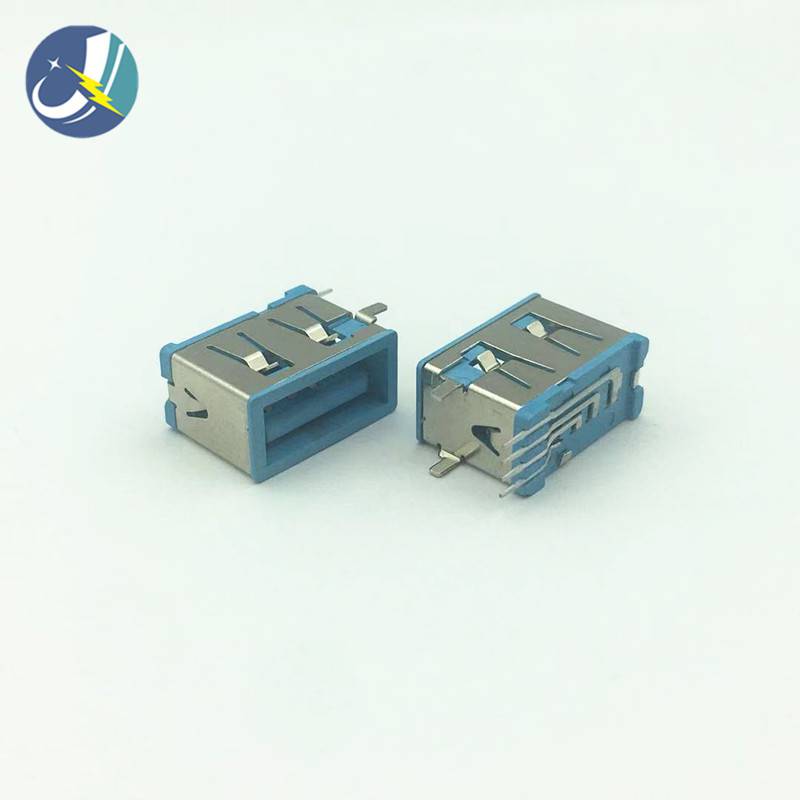USB母座短体106侧插全包型侧立式蓝胶