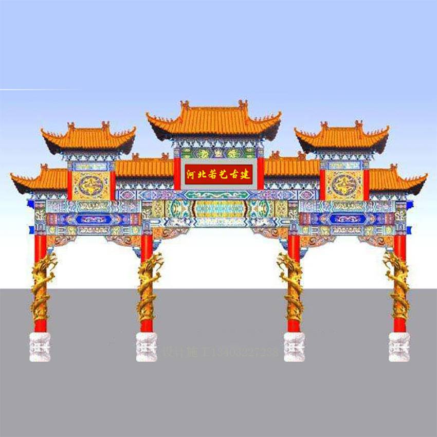 品质保证九踩门楼设计五楼牌坊古建门楼施工