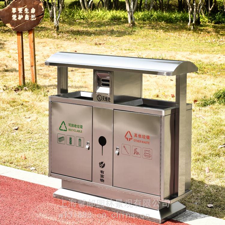 户外不锈钢分类桶公园垃圾桶可分类垃圾桶