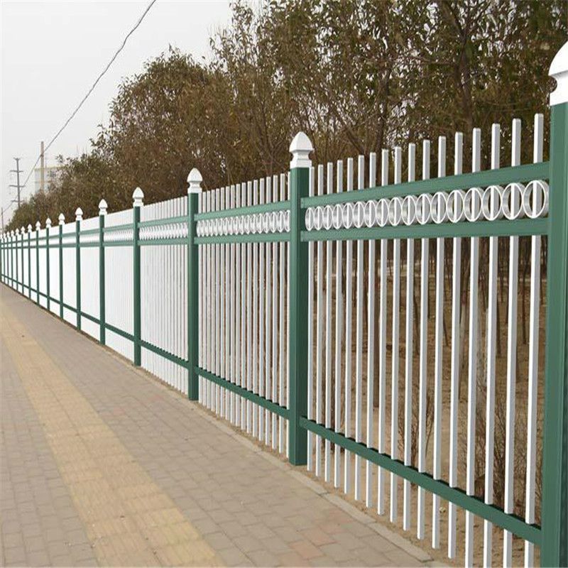锌钢围栏型号uy厂区隔离栏直尖蓝白锌钢护栏