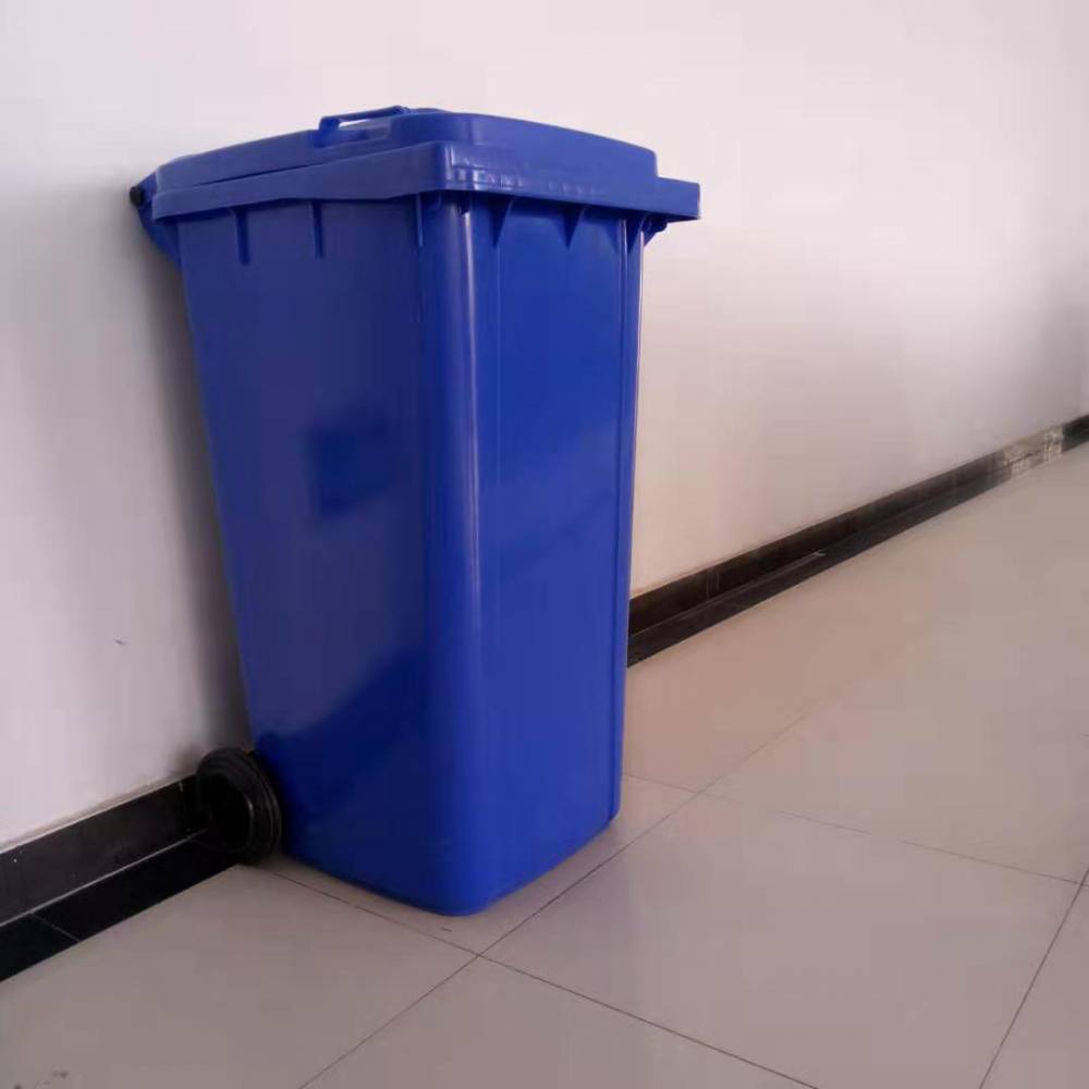 社区改造塑料垃圾桶带盖带轮塑料垃圾桶120升绿色餐厨垃圾桶