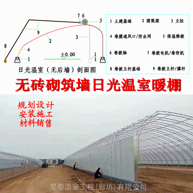 日光温室无墙薄膜暖棚蔬菜种植温室大棚昱泰建造厂家