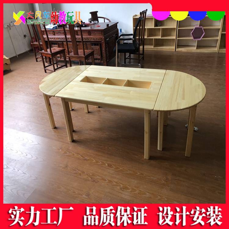 厂家供应湖南幼儿园樟子松四人课桌椅儿童写字桌配套家具