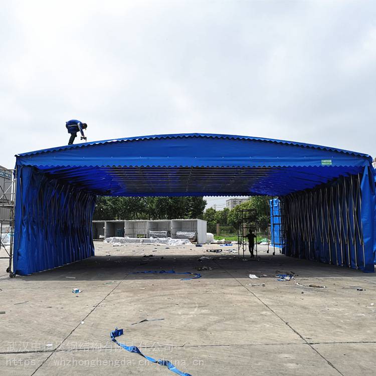 大型手拉式活动雨棚组装物流仓储防雨篷四周围布封闭防水