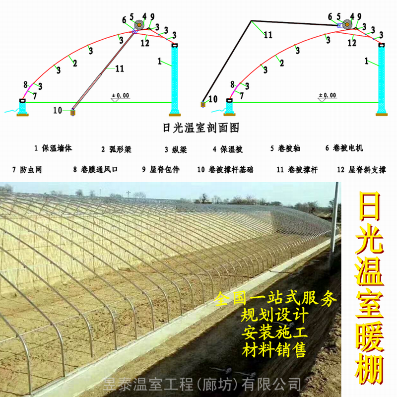 日光温室蔬菜种植保温大棚昱泰温室大棚设计建造厂家