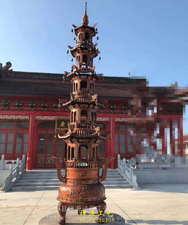【道观大型抗氧化宝鼎_禅源法器五层宝鼎_铸铜材质大宝鼎定制】图片