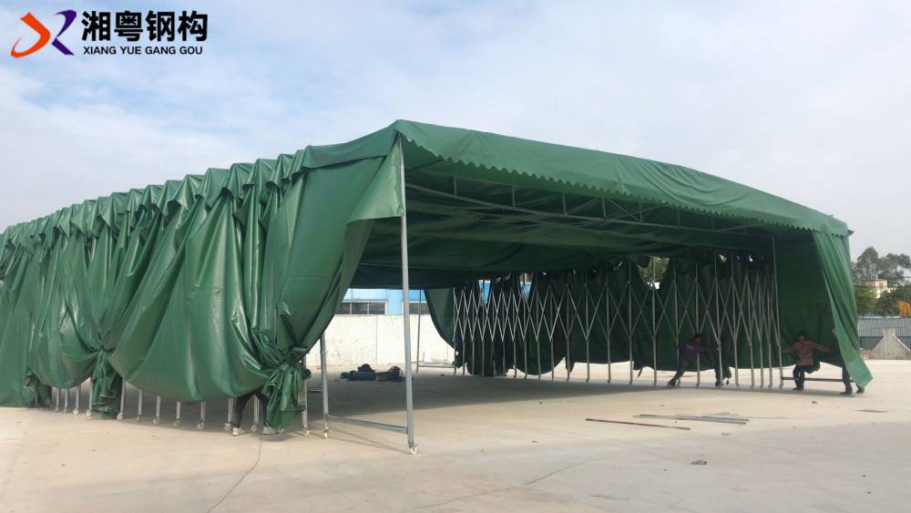 江门厂家直销pvc帆布伸缩式遮阳棚镀锌钢管移动雨棚