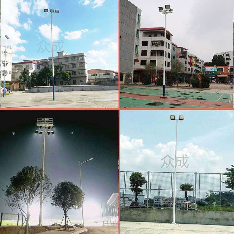 汕头6米8米双头锥形灯柱200W篮球场灯光要求室外篮球场照明灯高度说明