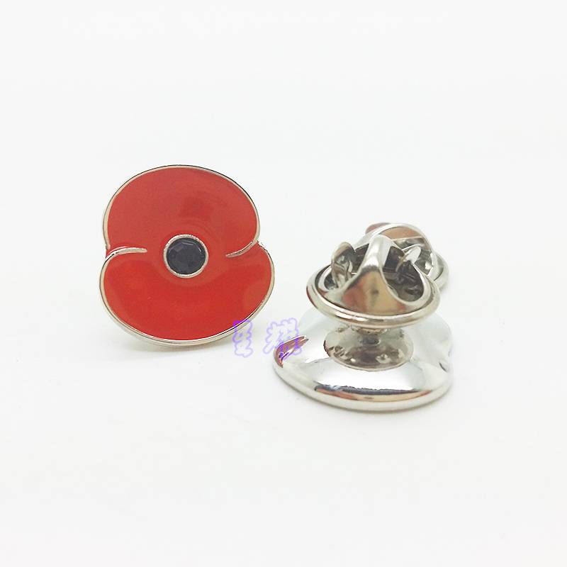 【红色胸针定制做玻璃漆精美徽章烤漆珐琅胸章饰品制做厂家】图片