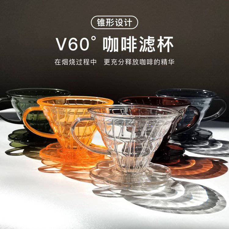 大号锥形手冲咖啡滤杯V60透明过滤杯小号螺纹滴漏式过滤器咖啡具
