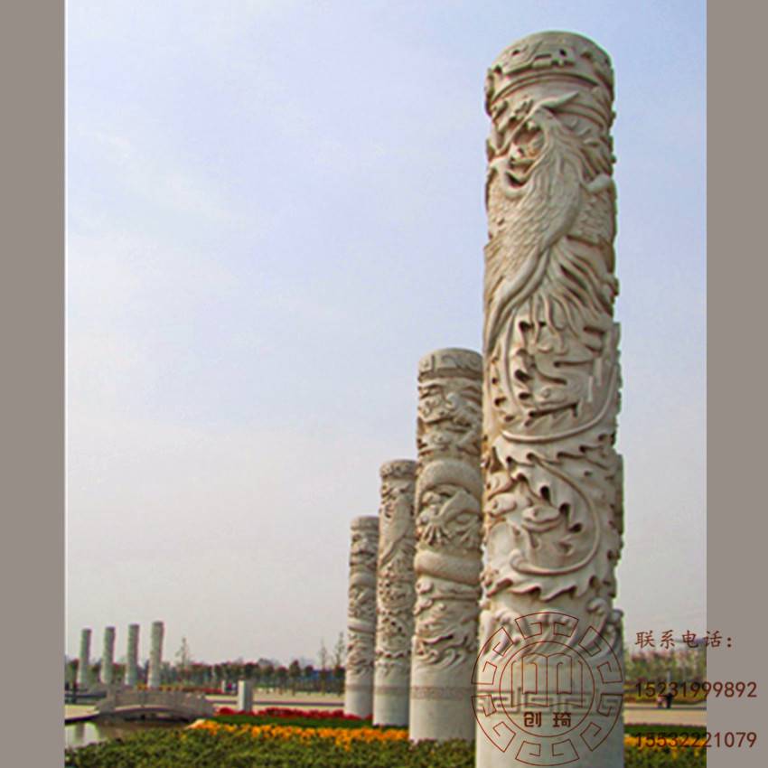 华表柱子家用 十二生肖抽象动物柱子 欧式罗马石柱