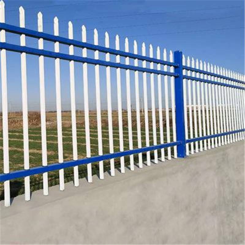 固腾锌钢围栏型号厂区隔离栏直尖蓝白锌钢护栏