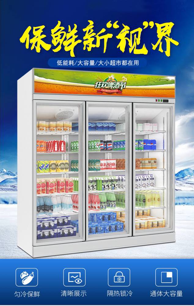 奥娲单双门商用超市冰柜冷冻柜保鲜柜冷柜饮料柜展示柜立式冷藏柜