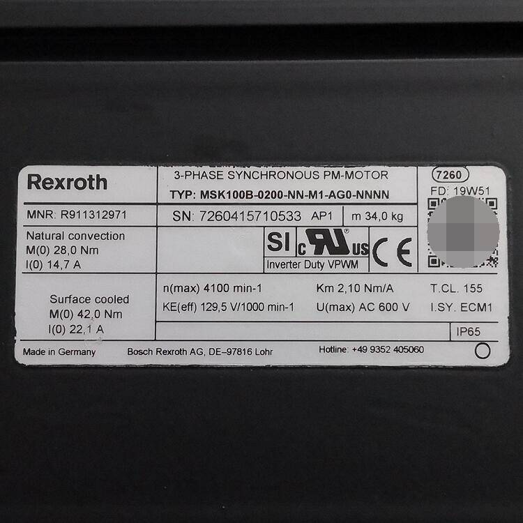 Rexroth//伺服电机//R911312971MSK100B-0200-NN-M1-A