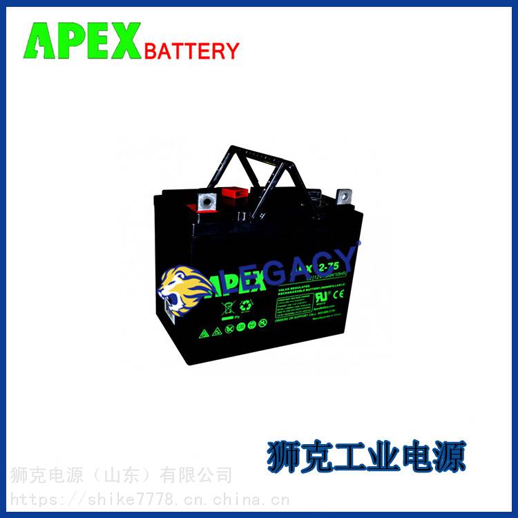 美国APEX蓄电池APX1275铅酸免维护12V75AH直流屏应急UPS电源