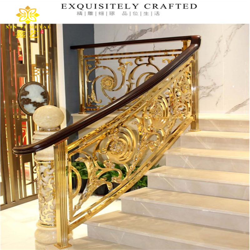 设计别墅铜楼梯扶手镀金一种艺术的新颖