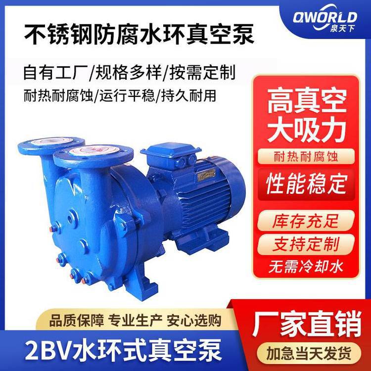 2BV水环式真空泵源工厂销售不锈钢叶轮水环真空泵工业用的抽气泵