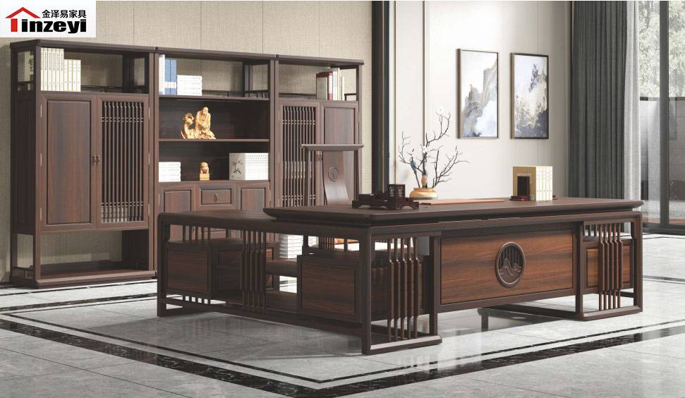 潍坊办公家具 实木老板桌 新中式办公家具