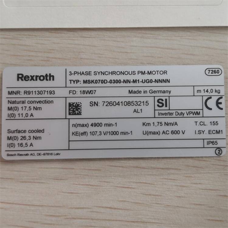 Rexroth//控制元件//R911307193MSK070D-0300-NN-M1-U