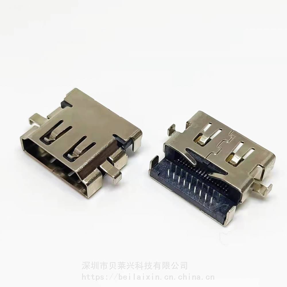 HDMI反向19P母座沉板式板上高度20890度插板双排DIP反向HDMI