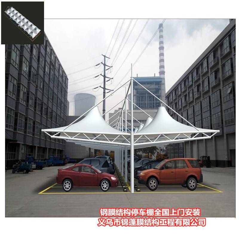 广东膜结构改造广州公安局双开电动车棚汽车棚完美竣工