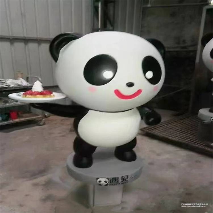 餐饮形象吉祥物玻璃钢卡通熊猫雕塑摆件