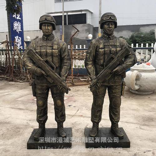玻璃钢武装警察红军人物雕塑广场现代部队战士人警局雕塑模型