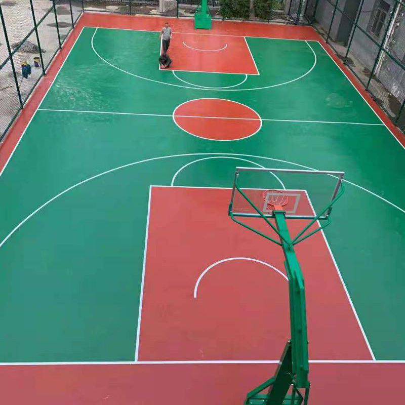 邯郸8mm硅pu篮球场施工浩旗彩色硅pu篮球场环保篮球场地坪材料厂家