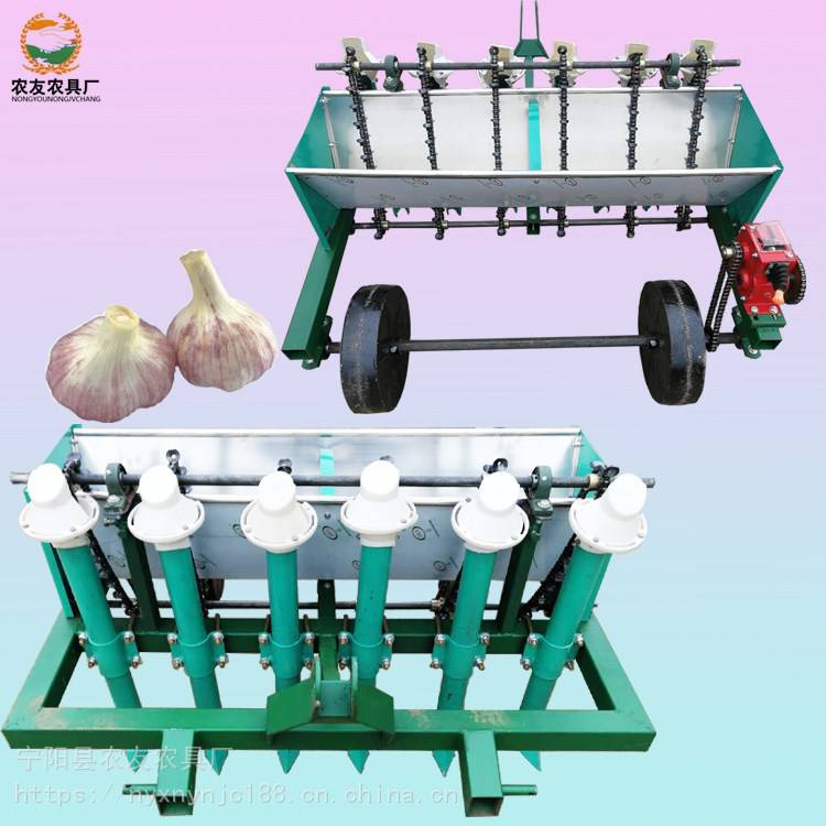 桃核播种机 四轮6行种蒜机有变速箱调节株距小
