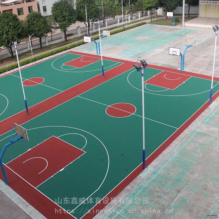 鑫威 塑胶篮球场地面 室外篮球场硅PU 生产厂家