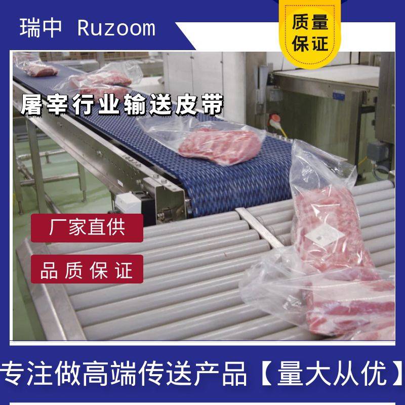 RUZOOM瑞中肉类海鲜输送带封边塑性TPU与TPEE材料抗菌流水线同步设备