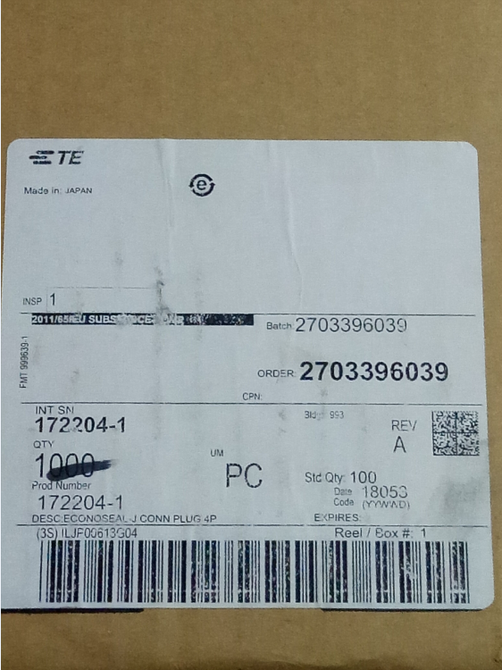 172204-1 TE Connectivity 泰科 连接器 应用所有设备