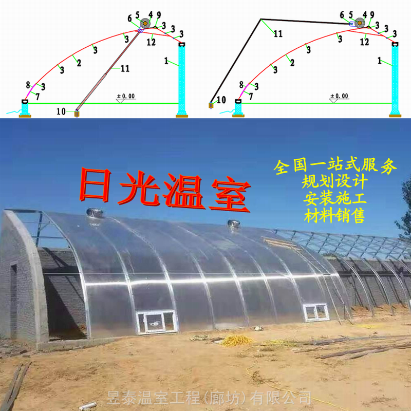 日光温室阳光板温室大棚蔬菜大棚暖棚昱泰温室设计生产安装建造