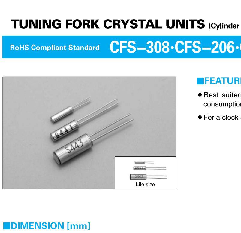 CITIZEN晶振,CFS206钟表晶振,CFS206-32.768KDZBB石英晶振