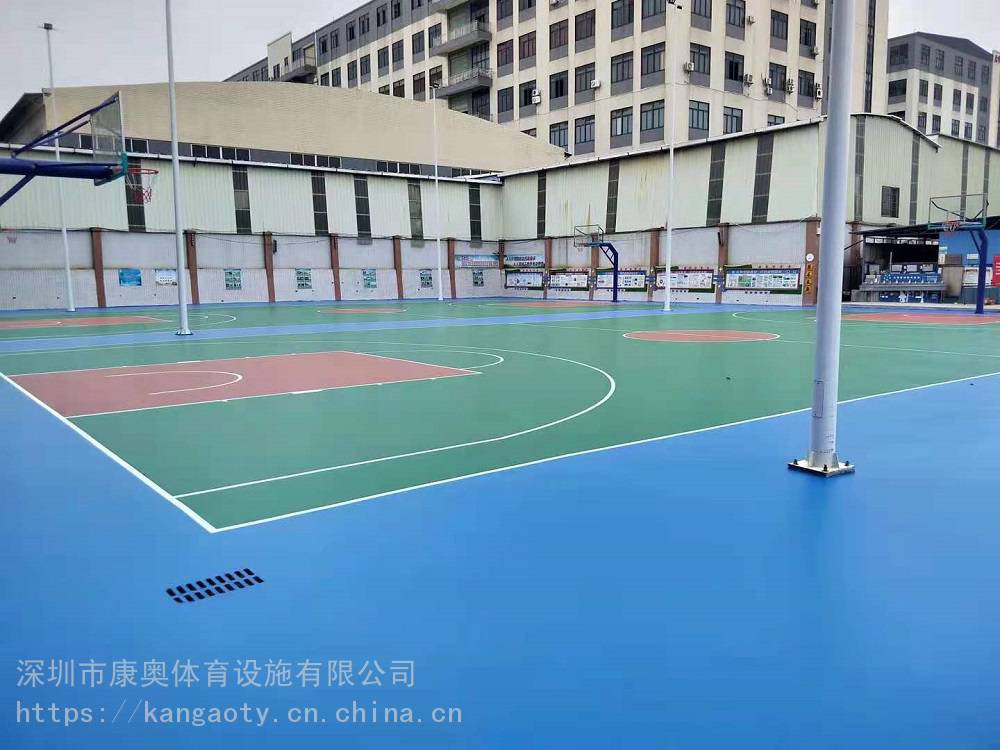 弹性硅PU塑胶篮球场施工流程环保型新国标硅PU篮球场工艺流程