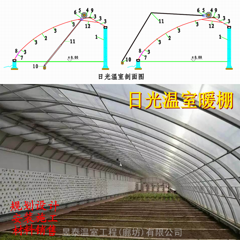 新型节能日光温室大棚砖土墙保温薄膜棉被暖棚昱泰温室厂家建造